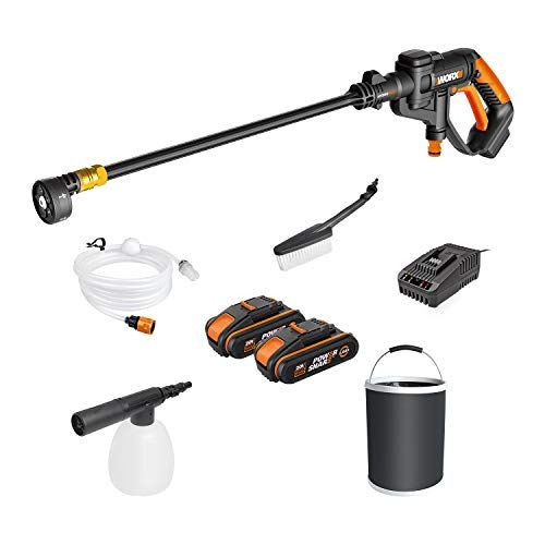 Worx WG625E.1: Limpiador de Alta presión portátil Hydroshot de 18V (20V MAX). Potente y versátil. Incluye Boquilla Multi-pulverización 5 en 1, Manguera de 6 m, Larga Lanza, Cubo de Agua Plegable.